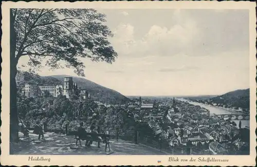 Ansichtskarte Heidelberg Blick von der Scheffelterrasse auf die Stadt 1928
