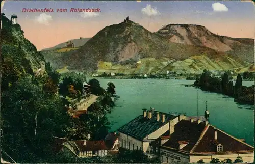 Ansichtskarte Königswinter Drachenfels vom Rolandseck 1915
