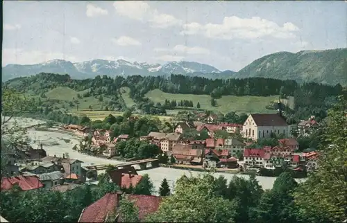 Ansichtskarte Bad Tölz Blick auf die Stadt - Brücke 1923 