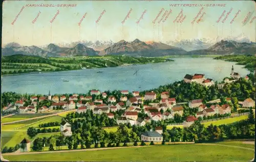 Berg (Starnbergersee) Landkarten-Ansichtskarte - Starnberger See 1915