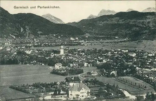 Ansichtskarte Garmisch-Partenkirchen Blick auf die Stadt 1915