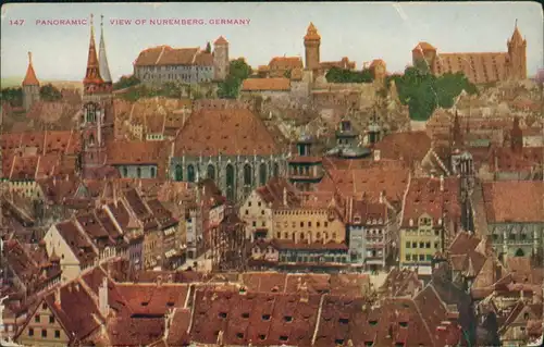 Ansichtskarte Nürnberg Blick über die Stadt 1915