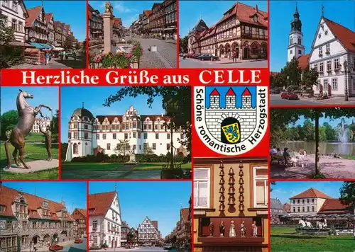 Ansichtskarte Celle Schloss, Markt, Rathaus, Kirche 1995