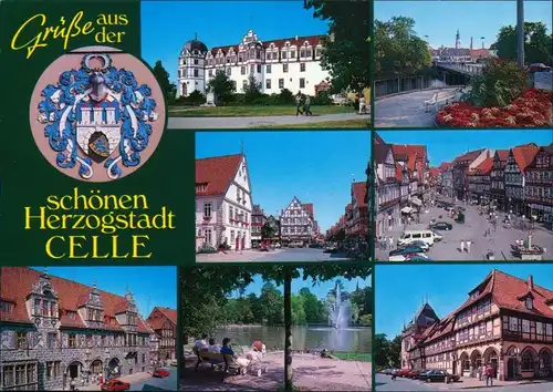 Ansichtskarte Celle Schloss, Markt, Rathaus, Brücke 1995