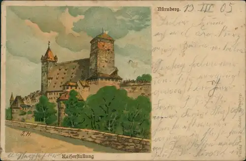 Ansichtskarte Nürnberg Künstlerkarte - Kaiserstallung 1905 