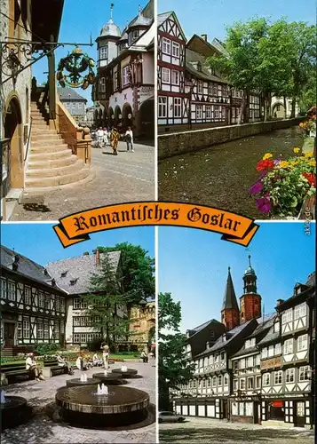 Ansichtskarte Goslar Rathaustreppe, Brunnen, Kirche, Fluss 1995