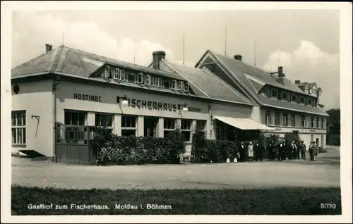 Postcard Moldau Moldava Gasthof zum Fischerhaus b Tetschen Decin  1929