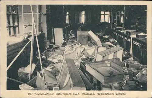 Gerdauen  (Gierdawy/Железнодорожный) Geplündertes Geschäft  Ostpreußen 1914