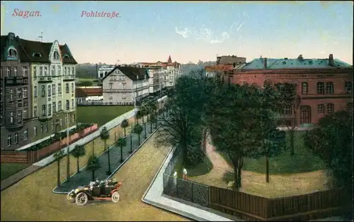 Postcard Sagan Żagań Partie in der Pohlstraße 1914 