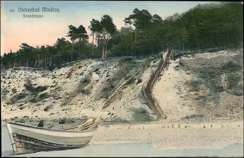 Postcard Misdroy Międzyzdroje Strandtreppe (coloriert) 1908 