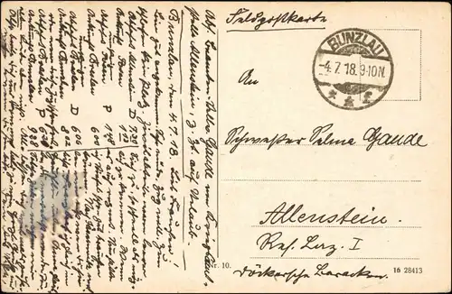 Postcard Bunzlau Bolesławiec Partie am Lyzeum 1918 
