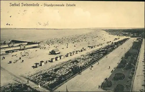 Postcard Swinemünde Świnoujście Badeanstalt, Promenade 1909 