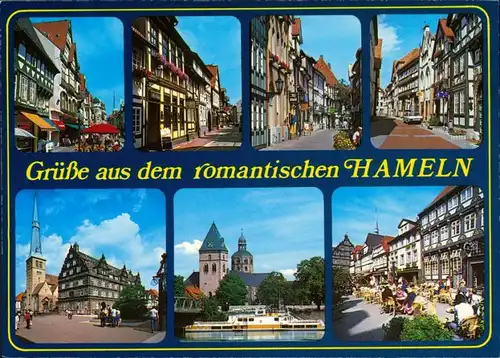 Hameln Geschäfte, Marktkirche, Café, Gassen, Weser mit Fähre 1995