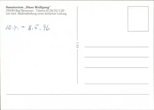 Ansichtskarte Bad Bevensen Sanatorium "Haus Wolfgang" 1996