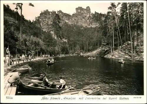 Ansichtskarte Rathen Amselsee mit Ruderbooten 1961 Walter Hahn:11117