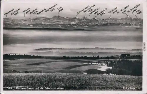 Ansichtskarte Blick v. Höchenschwand auf die Schweizer Alpen 1940