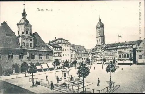 Ansichtskarte Jena Denkmal - Marktplatz 1913 