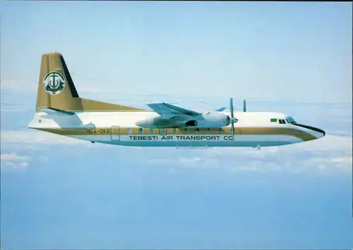 Ansichtskarte  Flugzeug "Tebesti Air Transport Co." - Fokker F27 Mk600 1985