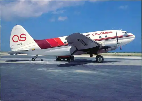 Ansichtskarte  Flugzeug "Aeroscure" - Curtiss C-46A-60-CK 1980