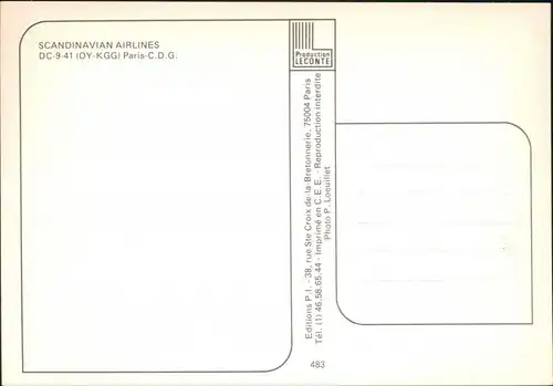 Roissy-en-France Flugzeug "Scandinavian Airlines" - DC-9-41 auf Flughafen 1985