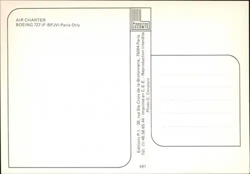 Ansichtskarte  Flugzeug "Air Charter" - Boeing 727 1985