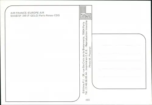 Ansichtskarte Orly Flugzeug "Air France" - Saab SF-340 1985