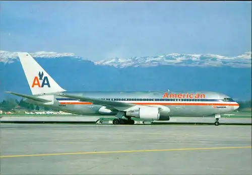 Genf Genève Flugzeug "American Airlines" - Boeing 767-223 ER auf dem Flughafen 1985