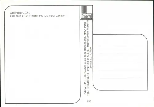 Genf Genève Flugzeug "Air Portugal" - Lockheed L-1011 Tristar 500 auf dem Flughafen 1985