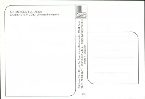 Limoges Flugzeuge "Air Limousin T.A." - SAAB SF-340 auf dem Flughafen 1985