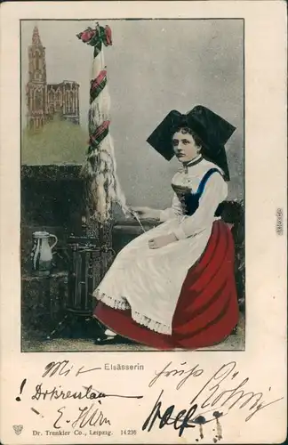 Ansichtskarte  Typen AK - Spinnerin - Elsaß 1902 