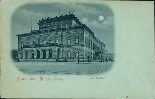 Ansichtskarte Braunschweig Das Theater - Mondscheinlitho 1900