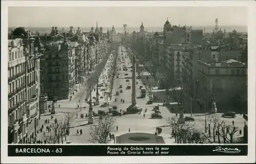 Postales Barcelona Passeig de Gràcoa vers la mar 1929