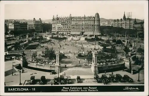 Postales Barcelona Plaza Cataluna hacia Poniente 1930