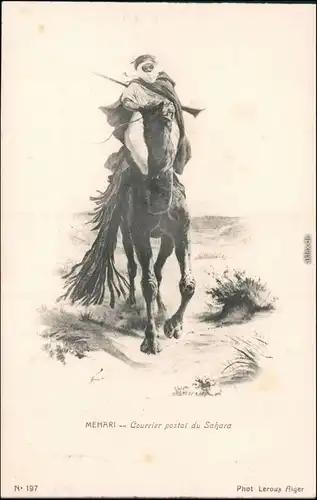 Ansichtskarte  Courrier postal du Sahara Mehari 1908 
