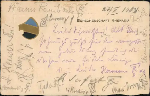 Ansichtskarte  Burschenschaft Rhenania - München 1908