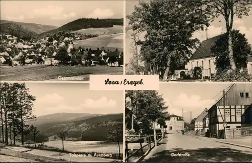 Ansichtskarte Sosa (Erzgebirge)-Eibenstock Talsperre, Dorfstraße, Kirche 1957