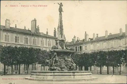 CPA Nancy Fontaine et Place d'Alliance 1924
