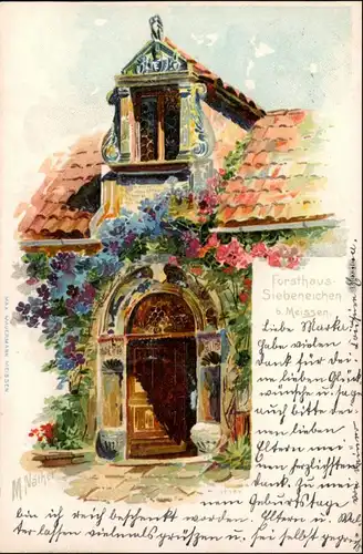 Ansichtskarte Meißen Künstlerkarte Forsthaus Siebeneichen 1901 