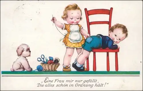 Ansichtskarte  Eine Frau die mir gefällt - Kinder Hund 1934 
