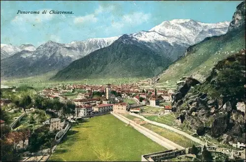 Cartoline Chiavenna Blick auf die Stadt 1913 