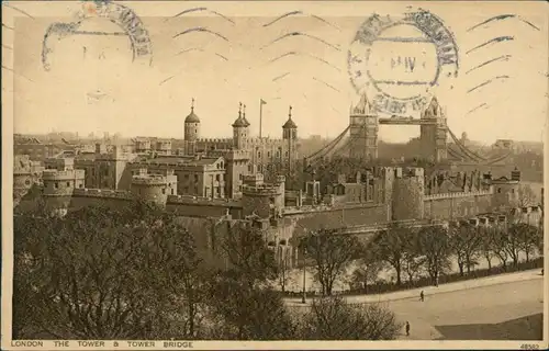 Postcard London Tower of London & Tower Bridge 1931