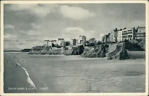 Postcard Tenby South Sands & Cliffs 1961