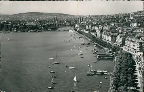 Ansichtskarte Zürich Segelboote und Anleger 1950