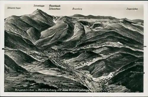 Postcard Krummhübel Karpacz Landkarten - Relief AK 1932