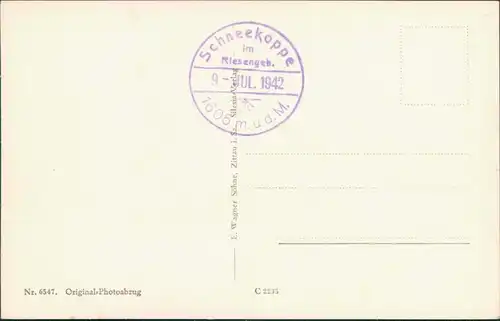 Postcard Krummhübel Karpacz Riesengrund mit Schneekoppe 1934 