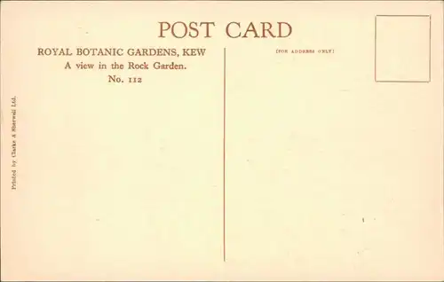 Postcard Kew-London Royal Botanic Gardens, A view in the Rock Garden 1918