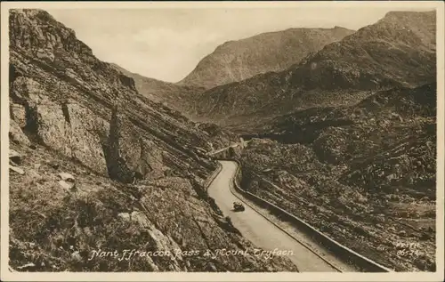 Postcard Bangor Nant Ffrancon Pass & Mount Tryfan 1929