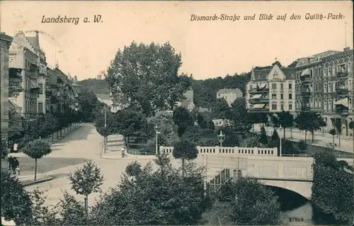 Postcard Landsberg (Warthe) Gorzów Wielkopolski Bismarck-Straße 1909 