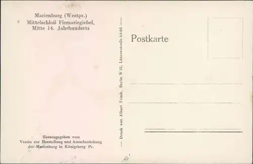 Postcard Marienburg Malbork Mittelschloß im Winter 1930 