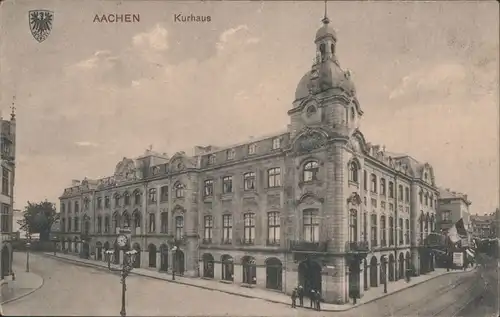 Ansichtskarte Aachen Straßenpartie am Kurhaus 1915 